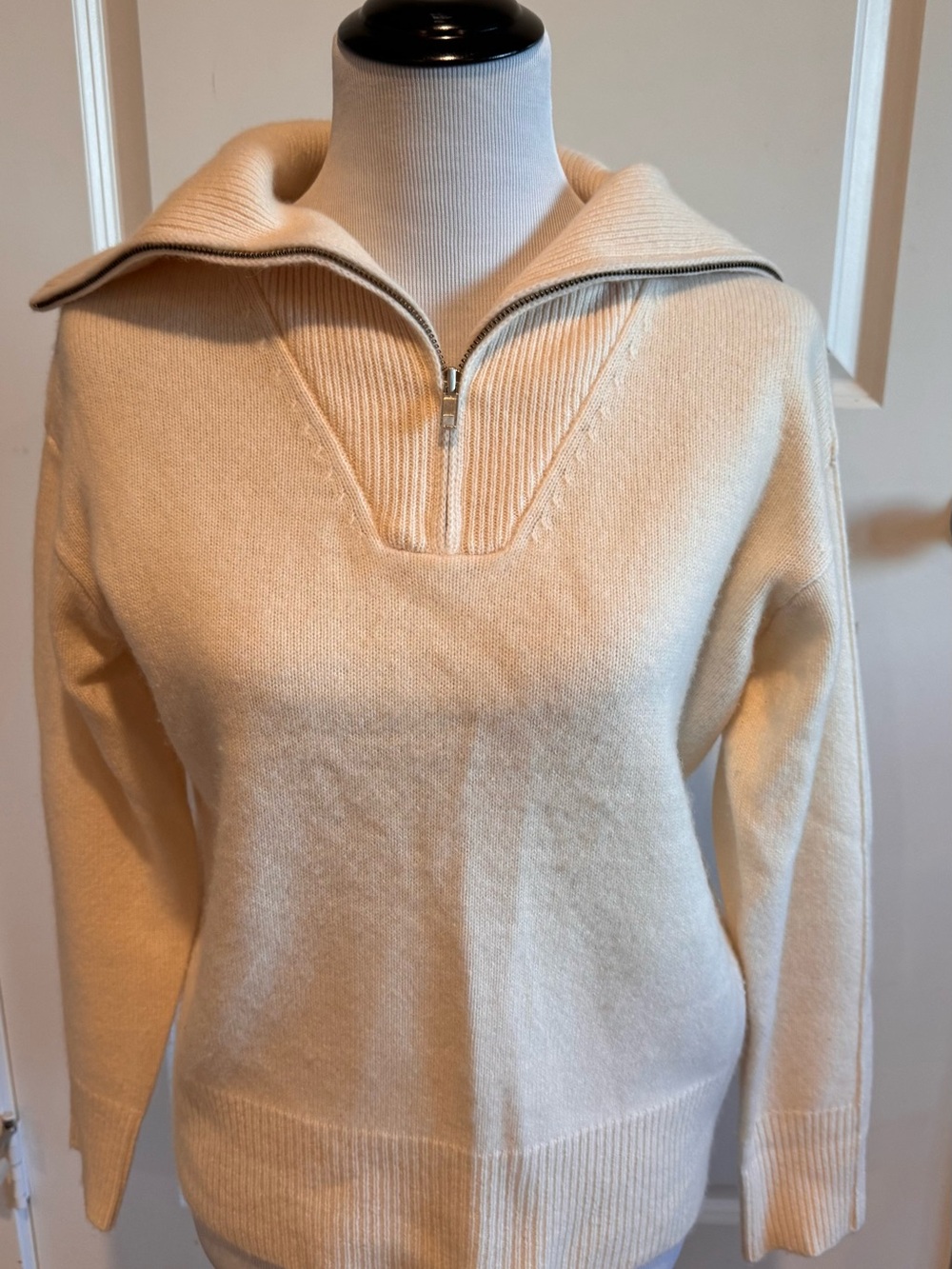 Joie Cream Half-Zip Cashmere Women's Sweater, S